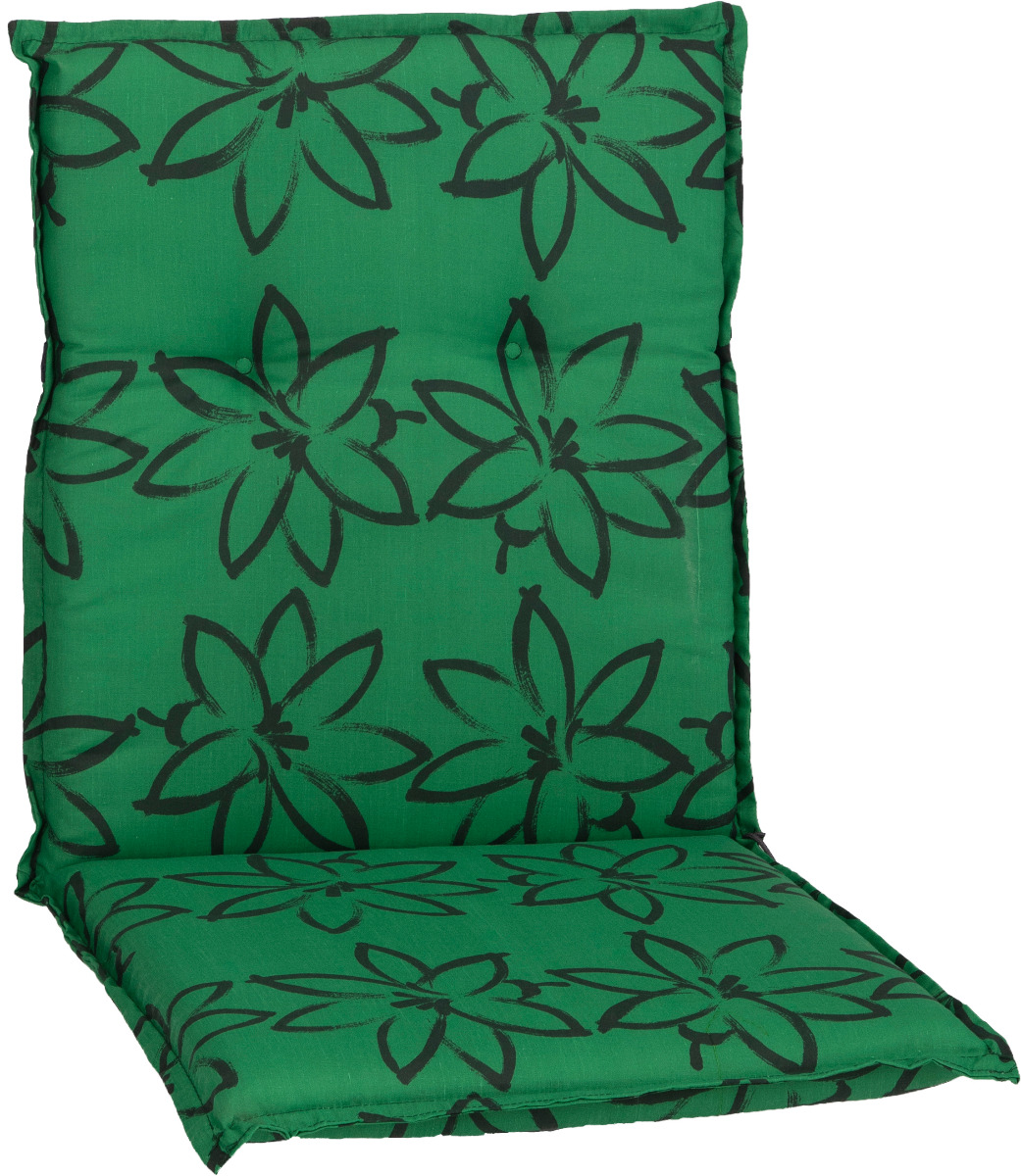 beo Gartenmöbel Auflage für Niederlehner in grün mit schwarzen Blüte M906