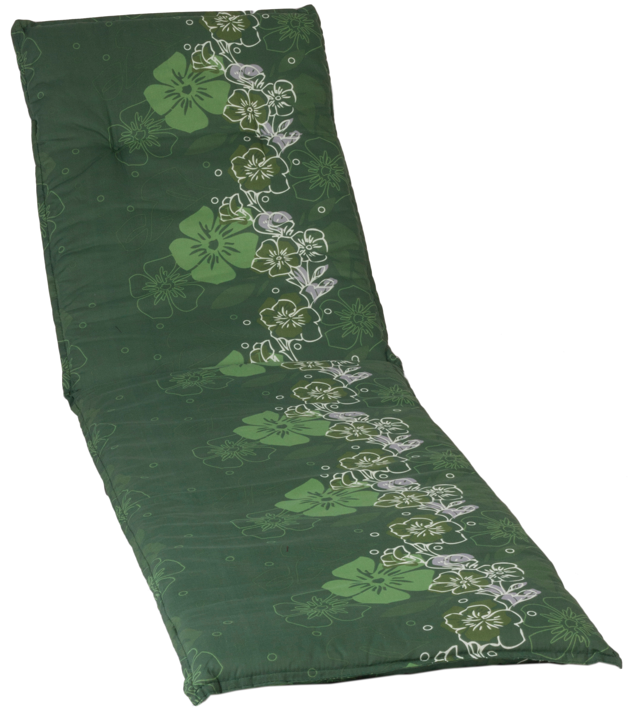 Gartenliege Kissen mit Blumen Motiv in mehreren grün Tönen