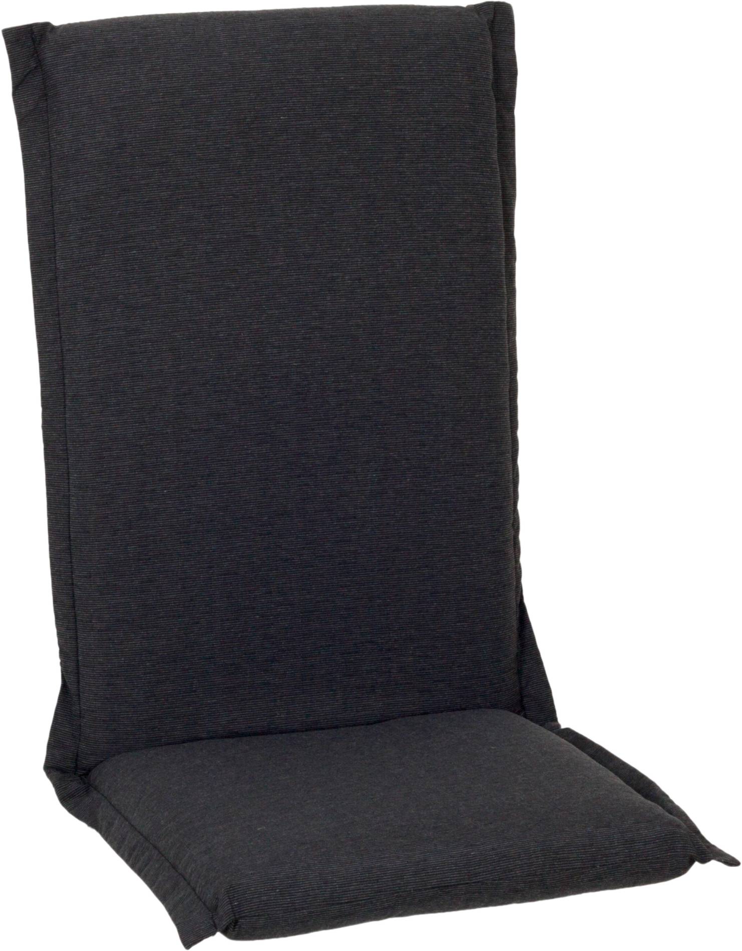 Premium Sitzkissen für Hochlehner in dunkelgrau Querstreifen Struktur mit Reissverschlüssen 